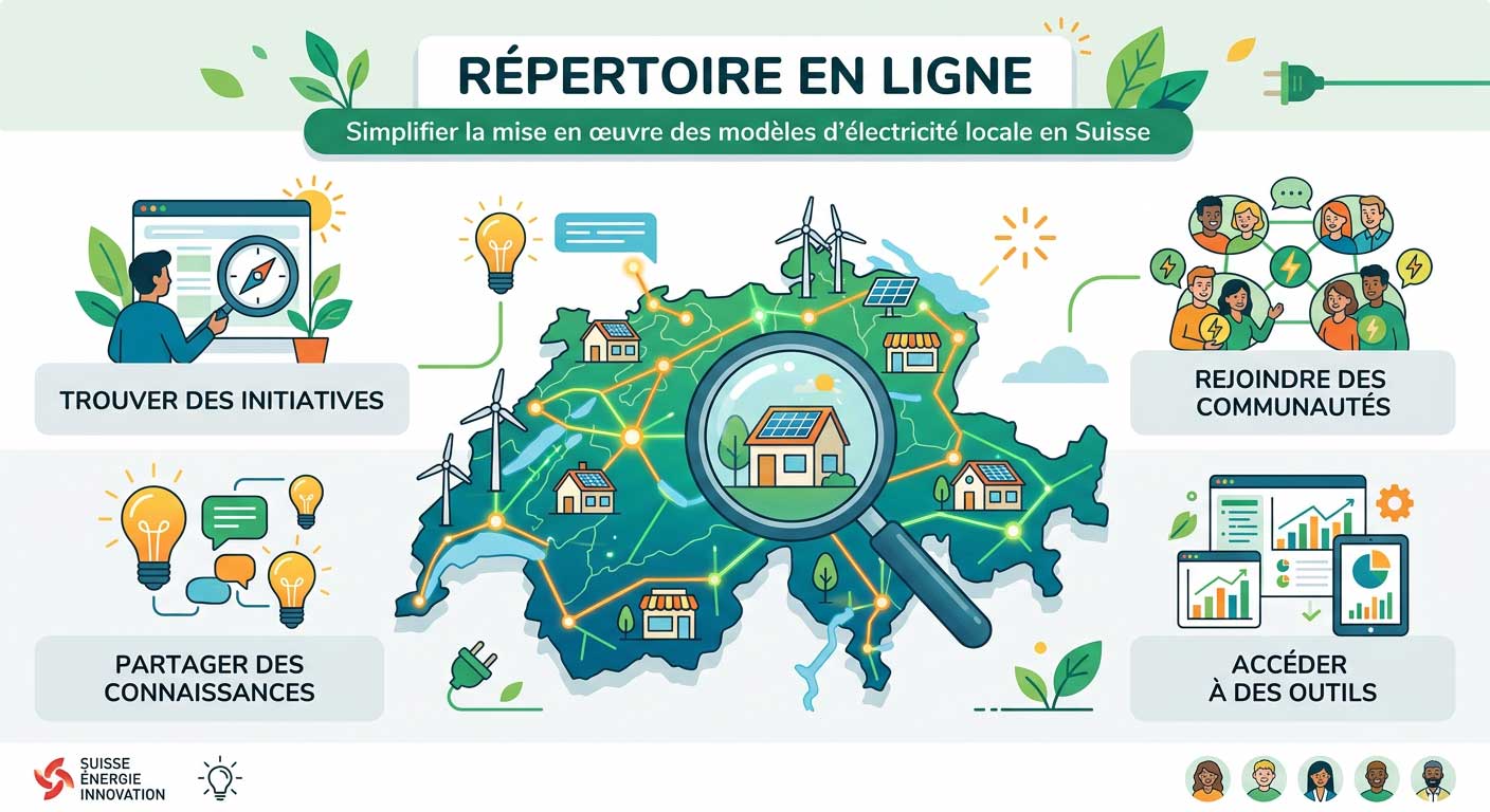 Répertoire en ligne : simplifier la mise en œuvre des modèles d’électricité locale en Suisse